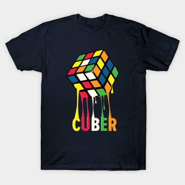 Melting Cube Cuber - Rubik's Cube Inspired Design T-Shirt by Cool Cube Merch